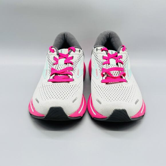 Brooks Shoes Womens 8 White Gray Pink Ghost 14 Road Running Athletic Sneakers - Picture 3 of 13